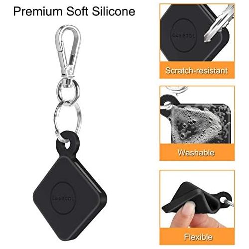  [아마존베스트]Fintie Silicone Case with Carabiner Keychain for Tile Pro with Replaceable Battery, Anti-Scratch Lightweight Soft Protective Sleeve Skin Cover, Black