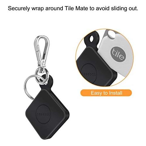  [아마존베스트]Fintie Silicone Case with Carabiner Keychain for Tile Pro with Replaceable Battery, Anti-Scratch Lightweight Soft Protective Sleeve Skin Cover, Black