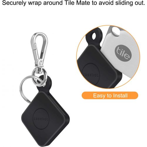  [아마존베스트]Fintie Silicone Case with Carabiner Keychain for Tile Pro with Replaceable Battery, Anti-Scratch Lightweight Soft Protective Sleeve Skin Cover, Black