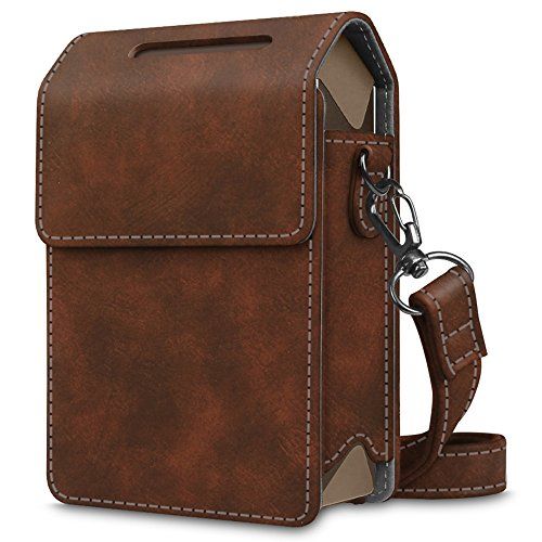  Fintie Protective Case for Fujifilm Instax Share SP-2 Smart Phone Printer - Premium Vegan Leather Bag Cover with Removable Shoulder Strap, Vintage Brown