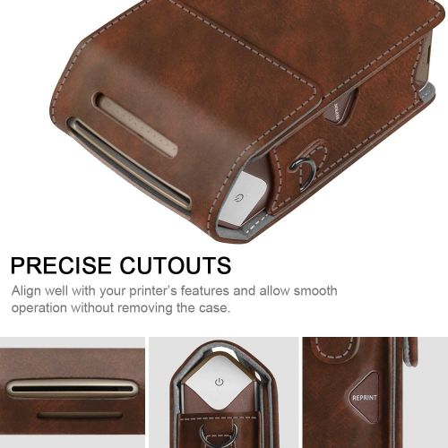 Fintie Protective Case for Fujifilm Instax Share SP-2 Smart Phone Printer - Premium Vegan Leather Bag Cover with Removable Shoulder Strap, Vintage Brown
