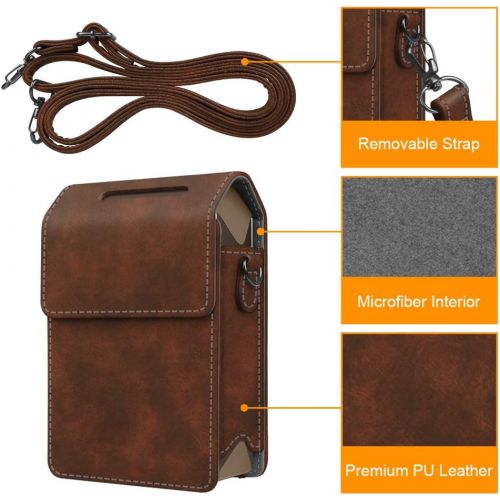  Fintie Protective Case for Fujifilm Instax Share SP-2 Smart Phone Printer - Premium Vegan Leather Bag Cover with Removable Shoulder Strap, Vintage Brown