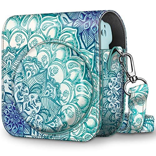  Fintie Protective Case for Fujifilm Instax Mini 11 Instant Camera - Premium Vegan Leather Bag Cover with Removable Adjustable Strap, Emerald Illusions