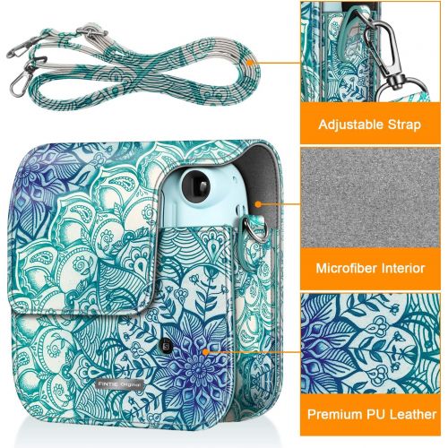  Fintie Protective Case for Fujifilm Instax Mini 11 Instant Camera - Premium Vegan Leather Bag Cover with Removable Adjustable Strap, Emerald Illusions