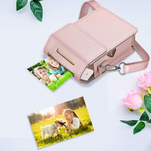  Fintie Protective Case for Fujifilm Instax Share SP-2 Smart Phone Printer - Premium Vegan Leather Bag Cover with Removable Shoulder Strap, Rose Gold