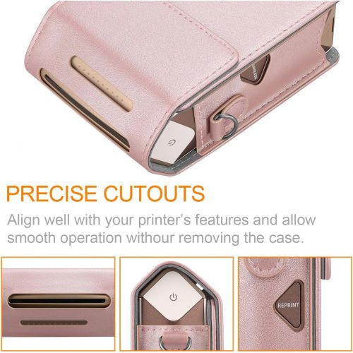  Fintie Protective Case for Fujifilm Instax Share SP-2 Smart Phone Printer - Premium Vegan Leather Bag Cover with Removable Shoulder Strap, Rose Gold