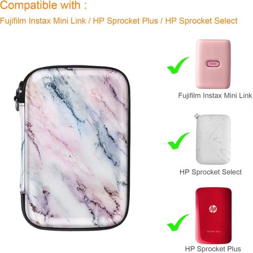  Fintie Protective Case for Fujifilm Instax Mini Link Printer - Shockproof Hard Shell Carrying Case, Compatible with HP Sprocket Plus/Select Photo Printer, Marble Pink