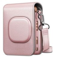 Fintie Carrying Case for Fujifilm Instax Mini LiPlay Hybrid Instant Camera - Premium Vegan Leather Portable Bag Cover with Removable Strap (Rose Gold)