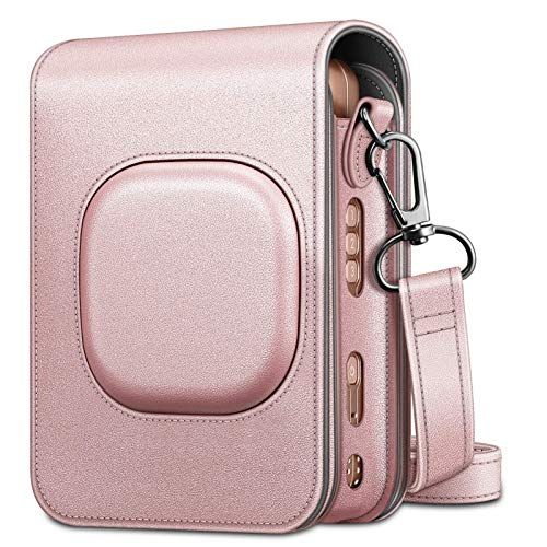  Fintie Carrying Case for Fujifilm Instax Mini LiPlay Hybrid Instant Camera - Premium Vegan Leather Portable Bag Cover with Removable Strap (Rose Gold)