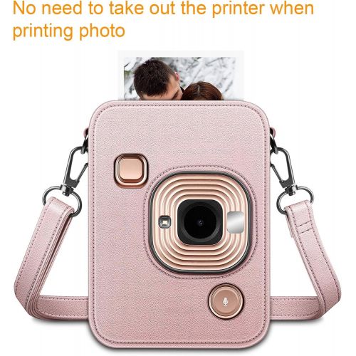  Fintie Carrying Case for Fujifilm Instax Mini LiPlay Hybrid Instant Camera - Premium Vegan Leather Portable Bag Cover with Removable Strap (Rose Gold)