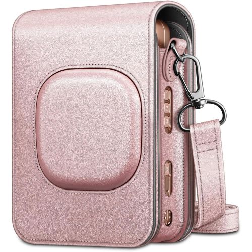  Fintie Carrying Case for Fujifilm Instax Mini LiPlay Hybrid Instant Camera - Premium Vegan Leather Portable Bag Cover with Removable Strap (Rose Gold)