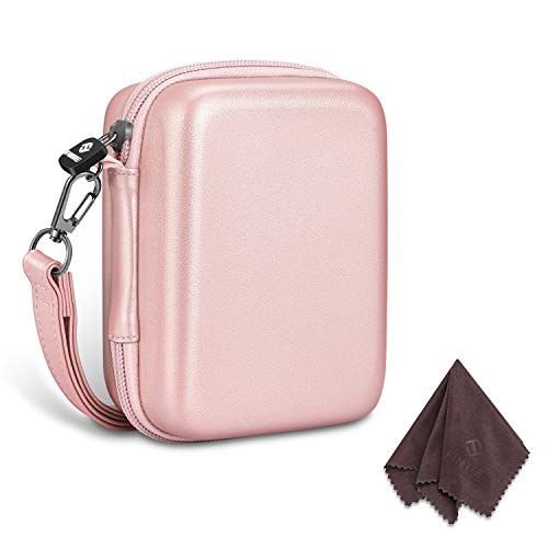  Fintie Protective Case for Fujifilm Instax Mini LiPlay Hybrid Instant Camera - Shockproof Hard Shell Carrying Case with Inner Pocket/Removable Strap, Rose Gold