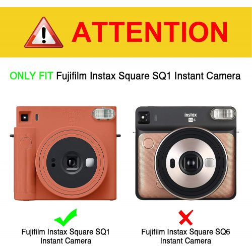  Fintie Protective Case for Fujifilm Instax Square SQ1 Instant Camera - Crystal Hard PVC Cover with Adjustable Removable Rainbow Shoulder Strap, Clear