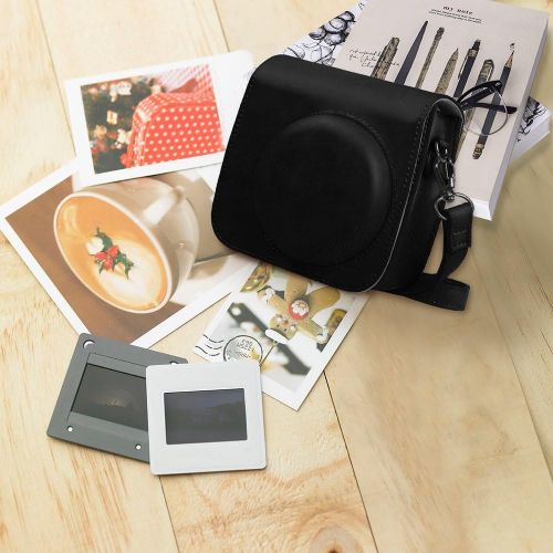  Fintie Protective Case Compatible with Fujifilm Instax Mini 8 Mini 8+ Mini 9 Instant Camera - Premium Vegan Leather Bag Cover with Removable Strap, Vintage Black