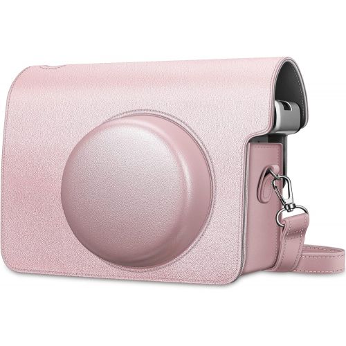  Fintie Protective Case for Fujifilm Instax Wide 300 Instant Film Camera - Premium Vegan Leather Bag Cover with Removable Strap, Rose Gold