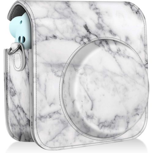  Fintie Protective Case for Fujifilm Instax Mini 11 Instant Camera - Premium Vegan Leather Bag Cover with Removable Adjustable Strap, Marble