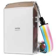 Fintie Protective Clear Case for Fujifilm Instax Share SP-2 Smart Phone Printer - Crystal Hard Cover with Removable Rainbow Shoulder Strap