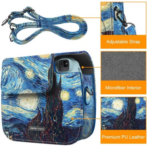  Fintie Protective Case Compatible with Fujifilm Instax Mini 8 Mini 8+ Mini 9 Instant Camera - Premium Vegan Leather Bag Cover with Removable Strap, Starry Night