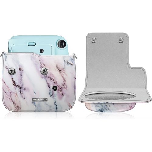  Fintie Protective Case for Fujifilm Instax Mini 11 Instant Camera - Premium Vegan Leather Bag Cover with Removable Adjustable Strap, Marble Pink