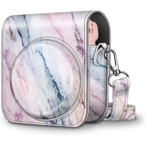  Fintie Protective Case for Fujifilm Instax Mini 11 Instant Camera - Premium Vegan Leather Bag Cover with Removable Adjustable Strap, Marble Pink