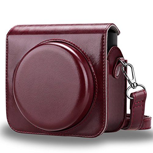  Fintie Protective Case for Fujifilm Instax Square SQ6 Instant Film Camera - Premium Vegan Leather Bag Cover with Removable Adjustable Strap, Burgundy