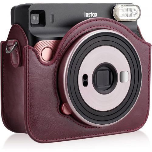  Fintie Protective Case for Fujifilm Instax Square SQ6 Instant Film Camera - Premium Vegan Leather Bag Cover with Removable Adjustable Strap, Burgundy