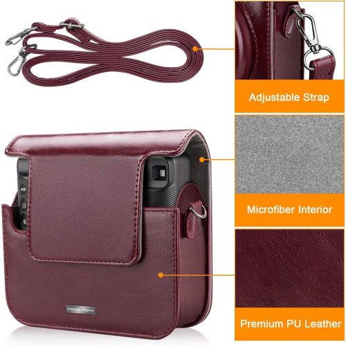  Fintie Protective Case for Fujifilm Instax Square SQ6 Instant Film Camera - Premium Vegan Leather Bag Cover with Removable Adjustable Strap, Burgundy