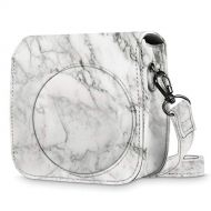 Fintie Protective Case Compatible with Fujifilm Instax Mini 8 Mini 8+ Mini 9 Instant Camera - Premium Vegan Leather Bag Cover with Removable Strap, Marble