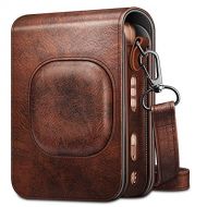 Fintie Carrying Case for Fujifilm Instax Mini LiPlay Hybrid Instant Camera - Premium Vegan Leather Portable Bag Cover with Removable Strap (Brown)