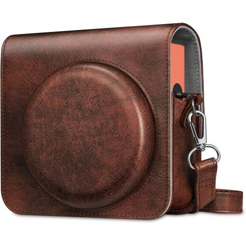  Fintie Protective Case for Fujifilm Instax Square SQ1 Instant Camera - Premium Vegan Leather Bag Cover with Removable Adjustable Strap, Vintage Brown