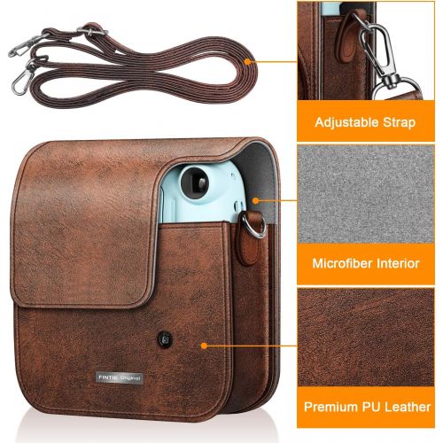  Fintie Protective Case for Fujifilm Instax Mini 11 Instant Camera - Premium Vegan Leather Bag Cover with Removable Adjustable Strap, Vintage Brown