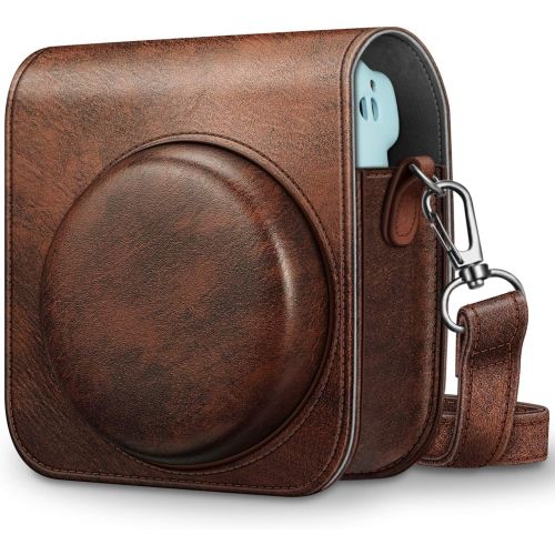  Fintie Protective Case for Fujifilm Instax Mini 11 Instant Camera - Premium Vegan Leather Bag Cover with Removable Adjustable Strap, Vintage Brown