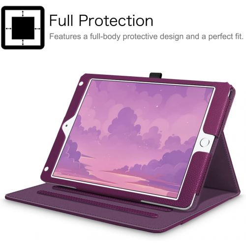  [아마존베스트]Fintie Case for iPad 9.7 2018 2017 / iPad Air 2 / iPad Air - [Corner Protection] Multi-Angle Viewing Folio Cover w/Pocket, Auto Wake/Sleep for iPad 6th / 5th Gen, iPad Air 1/2, Pur