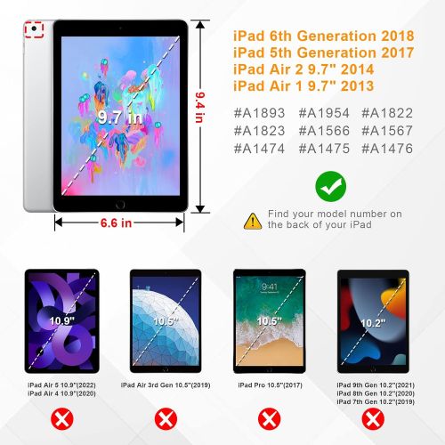  [아마존베스트]Fintie Case for iPad 9.7 2018 2017 / iPad Air 2 / iPad Air - [Corner Protection] Multi-Angle Viewing Folio Cover w/Pocket, Auto Wake/Sleep for iPad 6th / 5th Gen, iPad Air 1/2, Pur