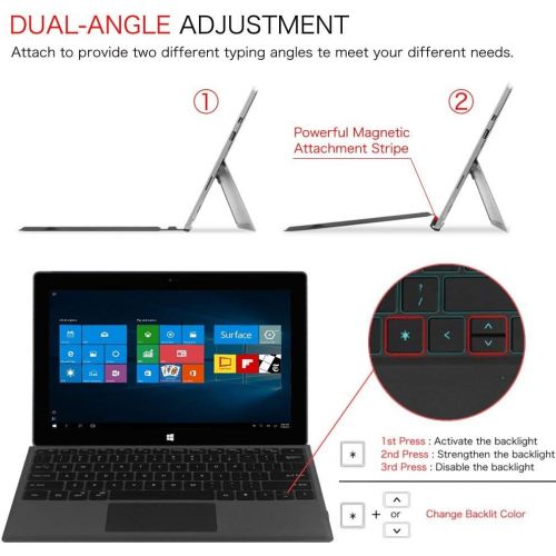  [아마존베스트]Fintie Type Cover for Microsoft Surface Pro 7, [7-Color Backlit] Wireless Bluetooth Keyboard with Rechargeable Battery/Trackpad, Auto Sleep/Wake, Compatible with Pro 6/Pro 5/Pro 4/