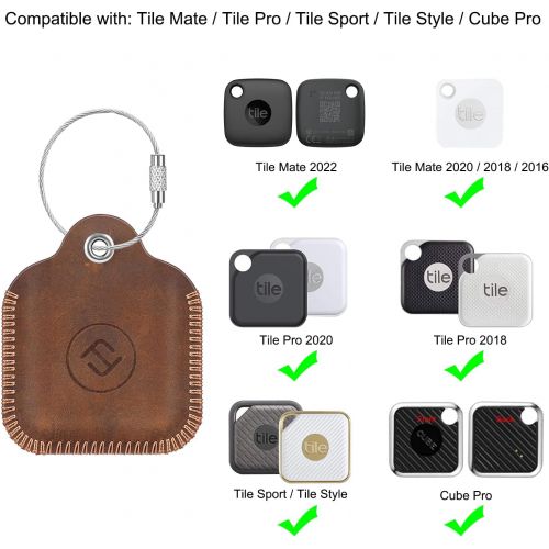  [아마존베스트]Fintie Genuine Leather Case Cover for Tile Mate (2016 & 2018)/Tile Pro/Tile Sport/Tile Style Keyfinder/Scratch Protector Accessories with Keychain