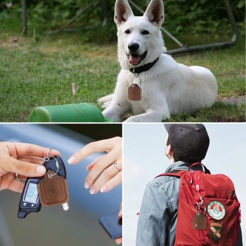  [아마존베스트]Fintie Genuine Leather Case Cover for Tile Mate (2016 & 2018)/Tile Pro/Tile Sport/Tile Style Keyfinder/Scratch Protector Accessories with Keychain