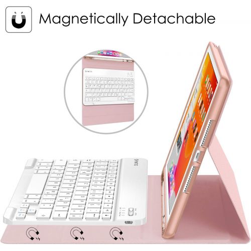  [아마존베스트]Fintie Keyboard Case for iPad 10.2 inch (8th and 7th Generation 2020/2019, Soft Thermoplastic Polyurethane Back Case Cover With Pencil Holder, Magnetic Detachable Keyboard With QWE