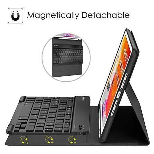  [아마존베스트]Fintie Keyboard Case for iPad 10.2 inch (8th and 7th Generation 2020/2019, Soft Thermoplastic Polyurethane Back Case Cover With Pencil Holder, Magnetic Detachable Keyboard With QWE