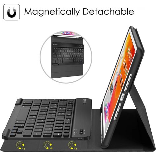  [아마존베스트]Fintie Keyboard Case for iPad 10.2 inch (8th and 7th Generation 2020/2019, Soft Thermoplastic Polyurethane Back Case Cover With Pencil Holder, Magnetic Detachable Keyboard With QWE