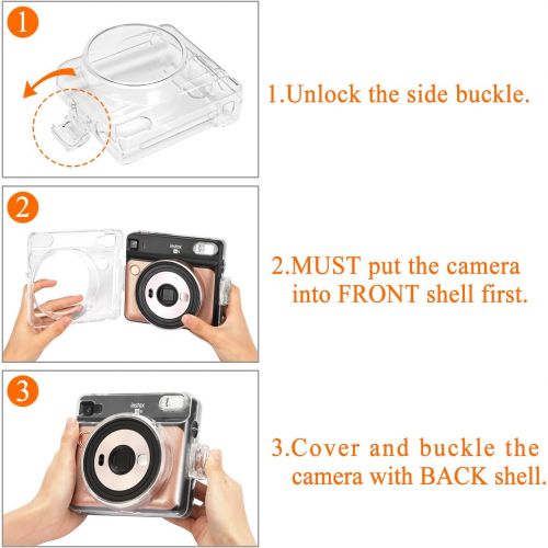  Fintie Protective Clear Case for Fujifilm Instax Square SQ6 Instant Film Camera - Crystal Hard Cover with Removable Shoulder Strap