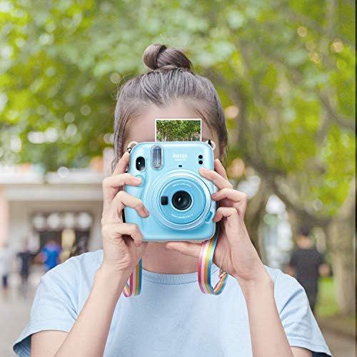  Fintie Protective Clear Case for Fujifilm Instax Mini 11 Instant Film Camera - Crystal Hard Shell Cover with Removable Rainbow Shoulder Strap, Clear