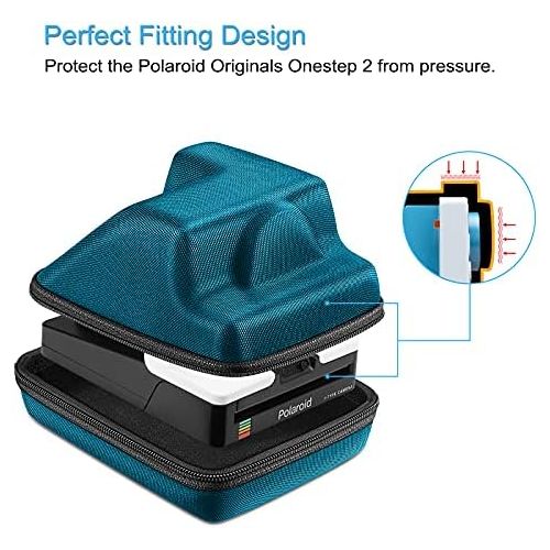  Fintie Protective Case for Polaroid OneStep+, Onestep 2 VF, Now+, Now I-Type Instant Film Camera - [Unique Shape Design] Hard Shell Carrying Case w/Adjustable Hand Strap & Metal Ho