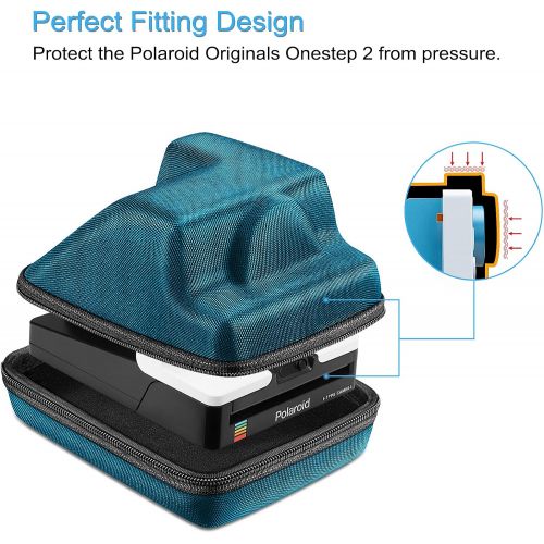  Fintie Protective Case for Polaroid OneStep+, Onestep 2 VF, Now+, Now I-Type Instant Film Camera - [Unique Shape Design] Hard Shell Carrying Case w/Adjustable Hand Strap & Metal Ho