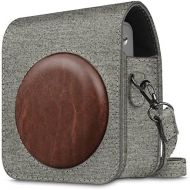 Fintie Protective Case Compatible with Fujifilm Instax Mini 90 Neo Classic Instant Film Camera - Premium Vegan Leather Bag Cover with Removable Strap, Denim Grey