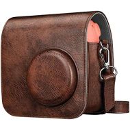 Fintie Protective Case for Fujifilm Instax Mini 7+ Instant Camera - Premium Vegan Leather Bag Cover with Removable Adjustable Strap, Vintage Brown