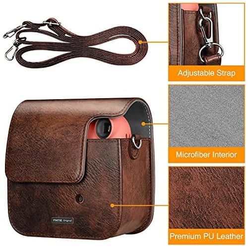  Fintie Protective Case for Fujifilm Instax Mini 7+ Instant Camera - Premium Vegan Leather Bag Cover with Removable Adjustable Strap, Vintage Brown
