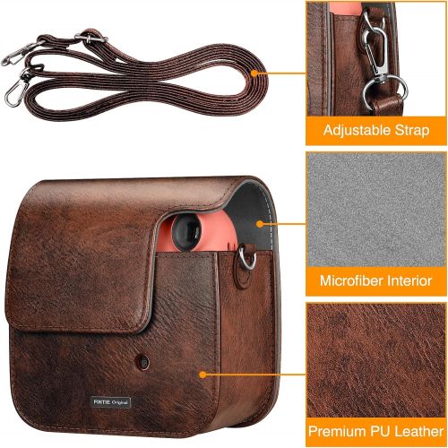  Fintie Protective Case for Fujifilm Instax Mini 7+ Instant Camera - Premium Vegan Leather Bag Cover with Removable Adjustable Strap, Vintage Brown