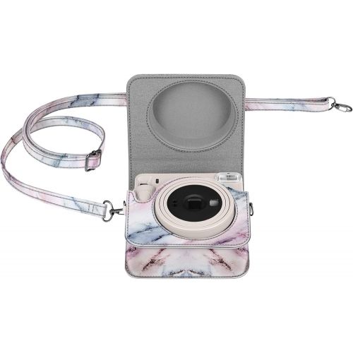  Fintie Protective Case for Fujifilm Instax Square SQ1 Instant Camera - Premium Vegan Leather Bag Cover with Removable Adjustable Strap, Marble Pink