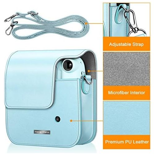  Fintie Protective Case for Fujifilm Instax Mini 11 Instant Camera - Premium Vegan Leather Bag Cover with Removable Adjustable Strap, Ice Blue